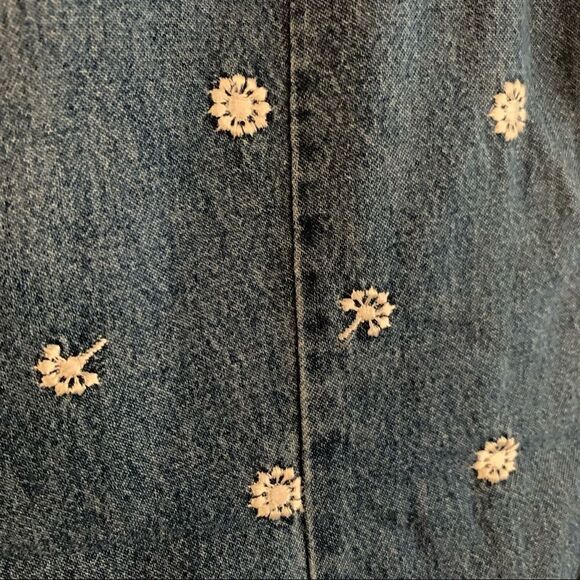 ICE Vintage Denim Mini Floral Embroidered Dress 8 - Picture 3 of 4